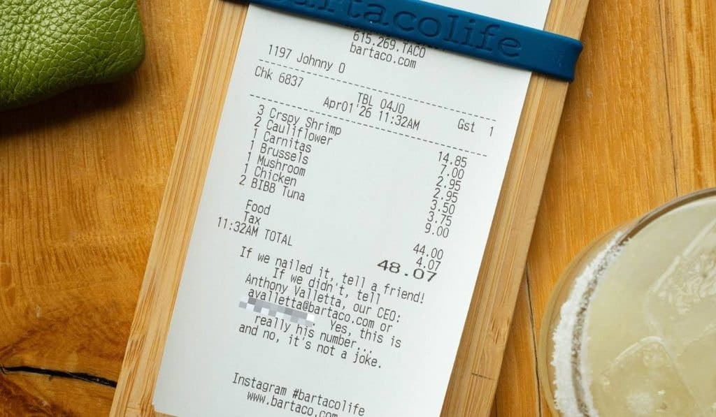CEO 연락처를 영수증에 넣은 타코 체인, 고객 질문 따라 ‘해피아워’로 이름 바꿨다