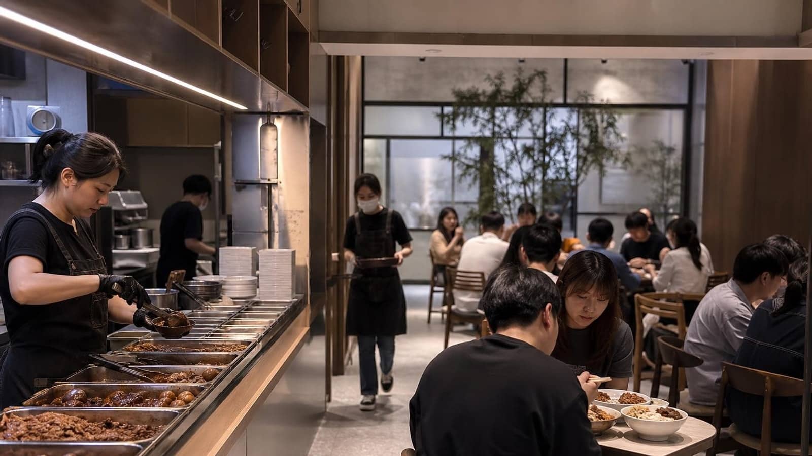 오리목 팔던 중국 간식 체인들이 좌석을 놓고 밥을 팔기 시작했다